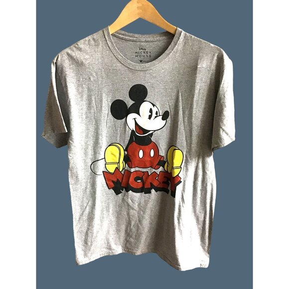 DISNEY- MENS SHORT SLEEVE MICKEY GRAPHIC T-SHIRT GREY 90% COTTON SIZE MEDIUM - Picture 1 of 7